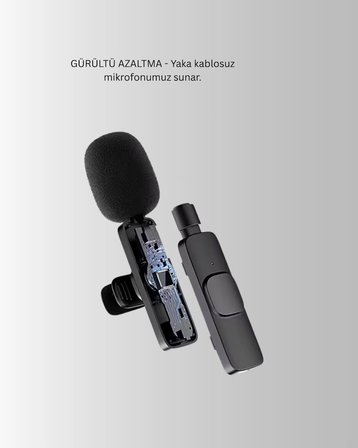2’li Kablosuz Yaka Mikrofonu İphone İçin Profesyonel Video Ses