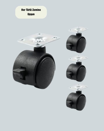 Kilitli 4 Cm Tekerlek Ayak 4’lü Set Zemin Koruyucu