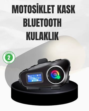 Lcd Ekranlı Bluetooth Kask Kulaklığı Fm Radyo Ve Sd Kart Girişli
