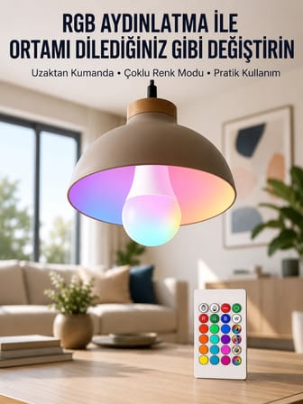 Ambiyans Aydınlatma Rgb Led Lamba Kumandalı Renk Değiştirebilen
