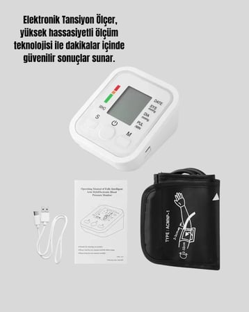 2 Kullanıcı Hafızalı Usb Uyumlu Tansiyon Ölçer
