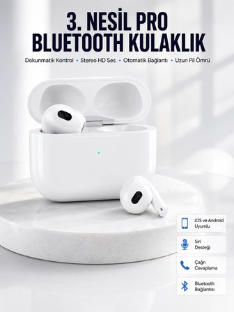 Bluetooth Kulaklık 3. Nesil Ios Android Uyumlu Yeni Nesil Wireless Charge