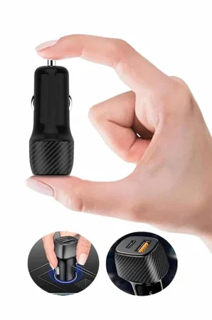 Hızlı Oto Şarj Cihazı 38w Çift Girişli Hızlı Şarj Oto Çakmaklık Type-c