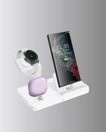 Apple Uyumlu Kablosuz Şarj İstasyonu 4 Cihaz Destekli Ve Hızlı Şarjlı