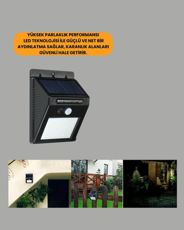 Montajlı Güneş Enerjili Duvar Tipi Aydınlatma – 8 Saat Çalışma Süresi