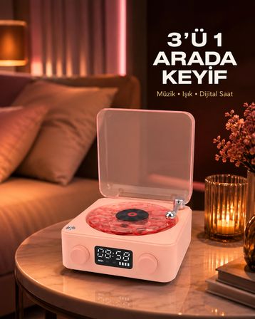 Gece Lambası Stereo Bluetooth Hoparlör Dijital Saat Su Dalgası Efektli 3-ü-1 Cihaz