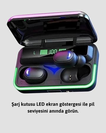Bluetooth 5.1  Kulaklığı Led Ekranlı Powerbank Kulaklık