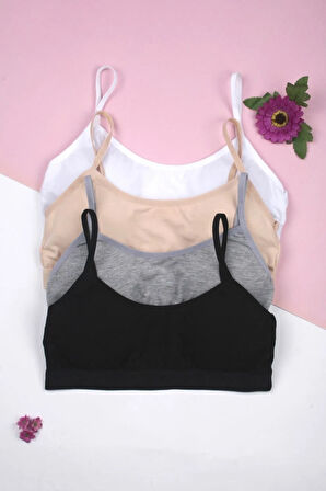 4'lü Kız Çocuk Ip Askı Pedli Büstiyer Ilk Sütyen Alıştırma Sütyeni