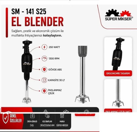 Süper Mikser S25 Sanayi Tipi Büyük El Blender SM 141141-S25