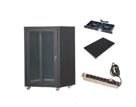 SETRACK 19'' 12U 600X600 RACK KABİNET+2LİFAN+SABİT RAF+GRUP PRİZ