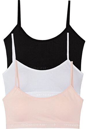 3'lü Dondeza Genç Kız Pedli Ip Askı Yarım Atlet Büstiyer