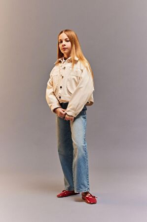 DeFacto Kız Çocuk Cropped Fit Pamuklu Uzun Kollu Gömlek D9147A825SPER233