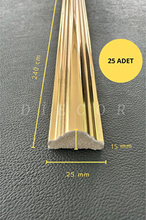 Dekoratif Polistren 25 Adet 2,5 Cm Gold Duvar Çıtası