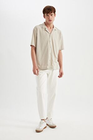 DeFacto Regular Fit Yazlık Apaş Yaka Kısa Kollu Gömlek D4756AX24HSGR437