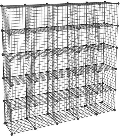 25 Bölmeli Metal Portatif Kitaplık Raf Dolap Organizer