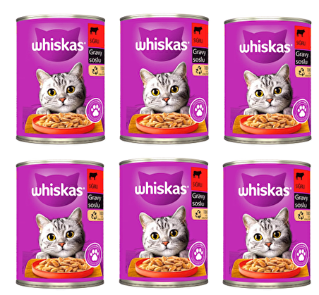 Whiskas Sığır Etli 400 gr 6'lı Yetişkin Kedi Konservesi