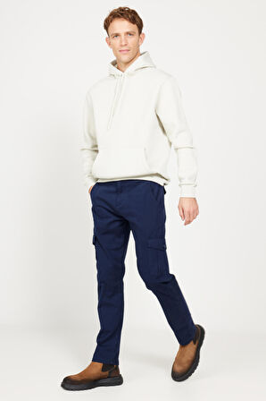 Slim Fit Dar Kesim Kargo Cepli Pamuklu Esnek Pantolon