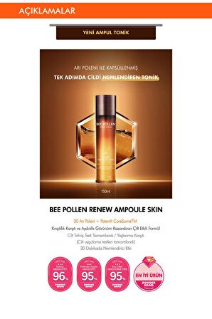 Arı Poleni İçeren Besleyici ve Nemlendirici Tonik 150ml Bee Pollen Renew Ampoule Skin
