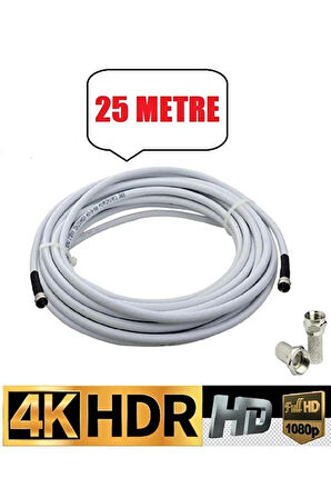 25 Metre U6 Kablo Rg6/u6 Uydu Anten Kablosu Tak Kullan Full Hd 3D4K 1080 Uyumludur Hazır Çalıştır