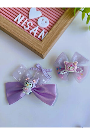 Kuromi & My Melody & Cinnamoroll Saten Simli Fiyonk Pens Toka