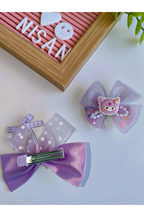 Kuromi & My Melody & Cinnamoroll Saten Simli Fiyonk Pens Toka