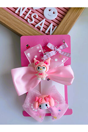 Kuromi & My Melody & Cinnamoroll Saten Simli Fiyonk Pens Toka