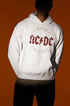 High AC DC Voltage Yazılı Unisex Oversize Rock Metal Hoodie