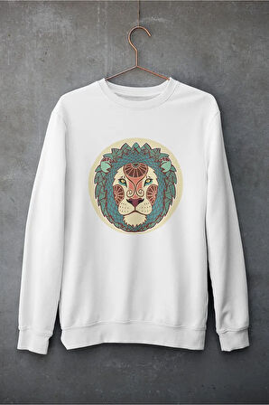 Tasarım Aslan Baskılı Unisex Oversize Lion Sweatshirt