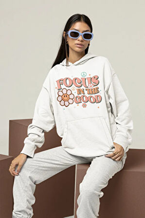 Focus In The Good Yazılı Unisex Oversize Hoodie
