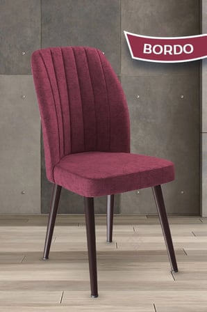 Platinum Serisi Üst Kalite Mutfak Sandalyesi 8 Adet Bordo Metal Kahverengi Iskeletli