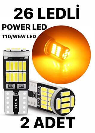 T10 Led 26 Ledli W5w Canbus Metal Ultra Power Turuncu Park Plaka Tavan Ampulü