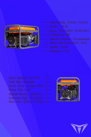 MEGASAN POWER BENZİNLİ JENERATÖR MPJ-4000