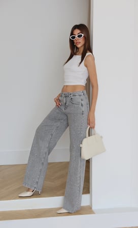 8305 LACARİNO WIDE LEG ÖN ARKA TAŞLI PANTOLON
