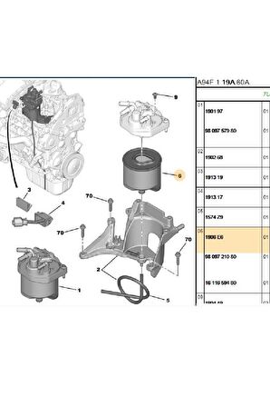 Mazot Filtresi DV6 (1.6 HDİ)(EURO5) 301 308 407 508 C4 C5 C-ELYSEE