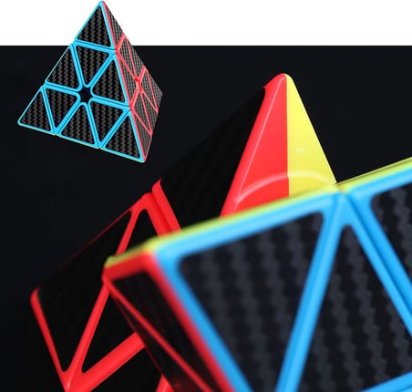 3X3 piramit hız küp karbon Fiber etiket bulmaca küp 3X3X3 hız küp üçgen sihirli küp bulmaca oyuncak sihirli küp bulmacalar