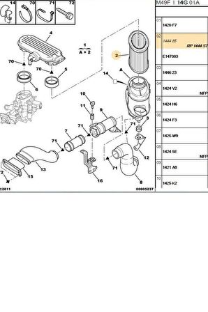 Hava Filtresi P106 1.1 1.4 1.6 91 96 306 94-01 205  (SA371-2522002002-1444F5-1444.ST)