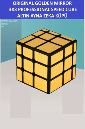 ZETCONCEPT 3x3 Altın Rengi Aynalı Zeka Küpü, Profesyonel Hız Küpü, 3X3 GOLDEN MIRROR AYNA KÜP -Zeka Küpü - Profesyonel Speed Cube - Sabır Küpü -