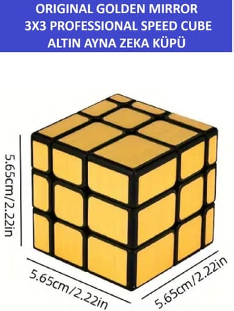 ZETCONCEPT 3x3 Altın Rengi Aynalı Zeka Küpü, Profesyonel Hız Küpü, 3X3 GOLDEN MIRROR AYNA KÜP -Zeka Küpü - Profesyonel Speed Cube - Sabır Küpü -
