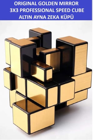 ZETCONCEPT 3x3 Altın Rengi Aynalı Zeka Küpü, Profesyonel Hız Küpü, 3X3 GOLDEN MIRROR AYNA KÜP -Zeka Küpü - Profesyonel Speed Cube - Sabır Küpü -