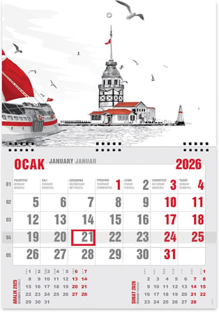 2026 Ekonomik Gemici Takvimi Denizci Duvar Takvimi 33x47,5 cm