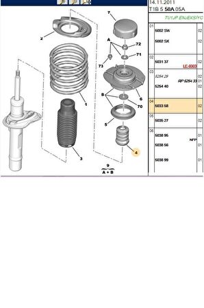Amortisör Ara Yatak Takozu 206 (0335585-Y5424-5033.58)