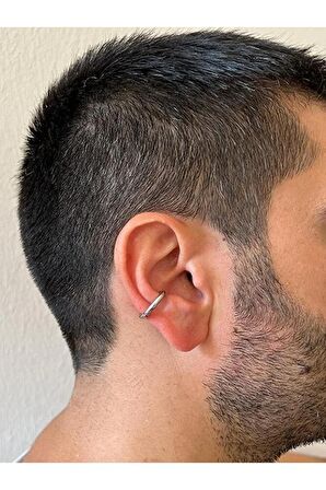 Sıkıştırmalı Deliksiz Fake 316l Paslanmaz Cerrahi Çelik Unisex Küpe Kıkırdak Küpe Ear Cuff (1 ADET) 12 mm