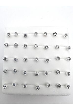 925 Ayar Gümüş Hızma. 3mm Tek Taş Gümüş Renk