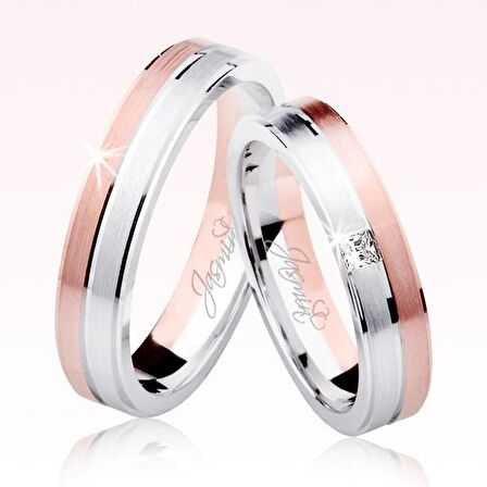 Rose Beyaz Altın Alyans 2601-2