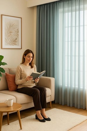 Soft Dokulu Şık Pileli Tül Perde Salon Oturma Odası Yatak Odası Çocuk Odası