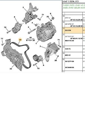 V Kayış Seti 308 508 Partner Berlingo C4 Picasso C5 (1678169480-1631481780-5750.ZQ-161426580-1631481580)