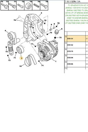 V Kayış Bilyası 206 Xsara TU3JP TU5JP4 (25405151-5751.51)