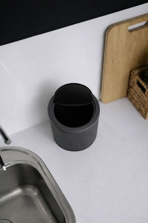 SAS Haus Çöp Kovası Tezgah Üstü Gri 5 Litre Silindirik