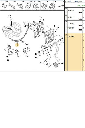 Debriyaj Teli 106 96= (CAVO6001670-2150.Q6)