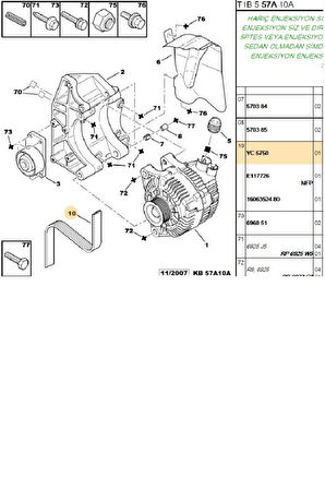 V Kayışı Partner 206 (5750.YC-6PK1454)